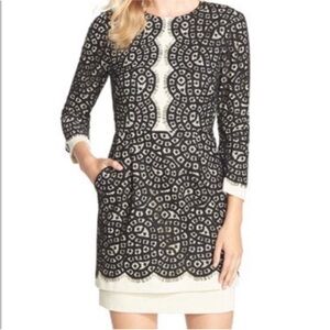BCBGMaxazria black honeycomb lace Elyssa long sleeve dress